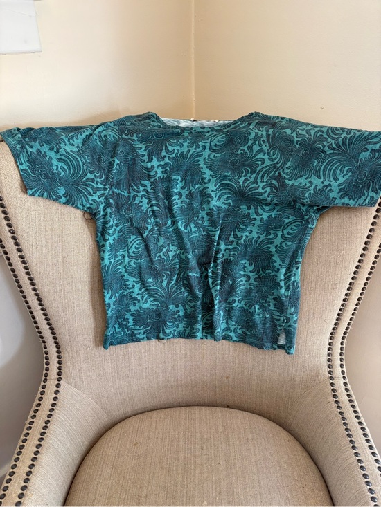 Peruvian Connection Tops - Peruvian Connection Teal and Blue Foral Top XS/S